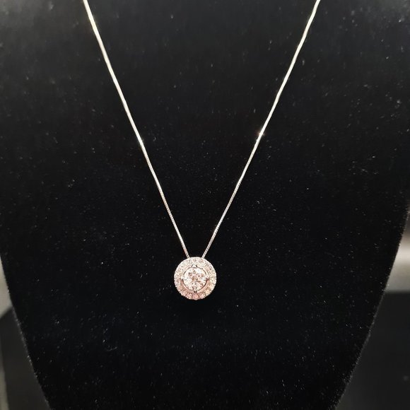 Beautiful Natural Diamond Pendant Necklace with 14Kt White Gold Chain